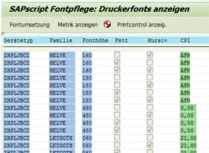 SAPScript Fontpflege - Installierte Fonts