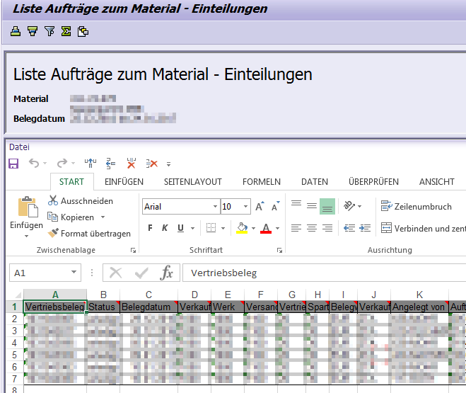 Tabellen aus SAP in Excel öffnen